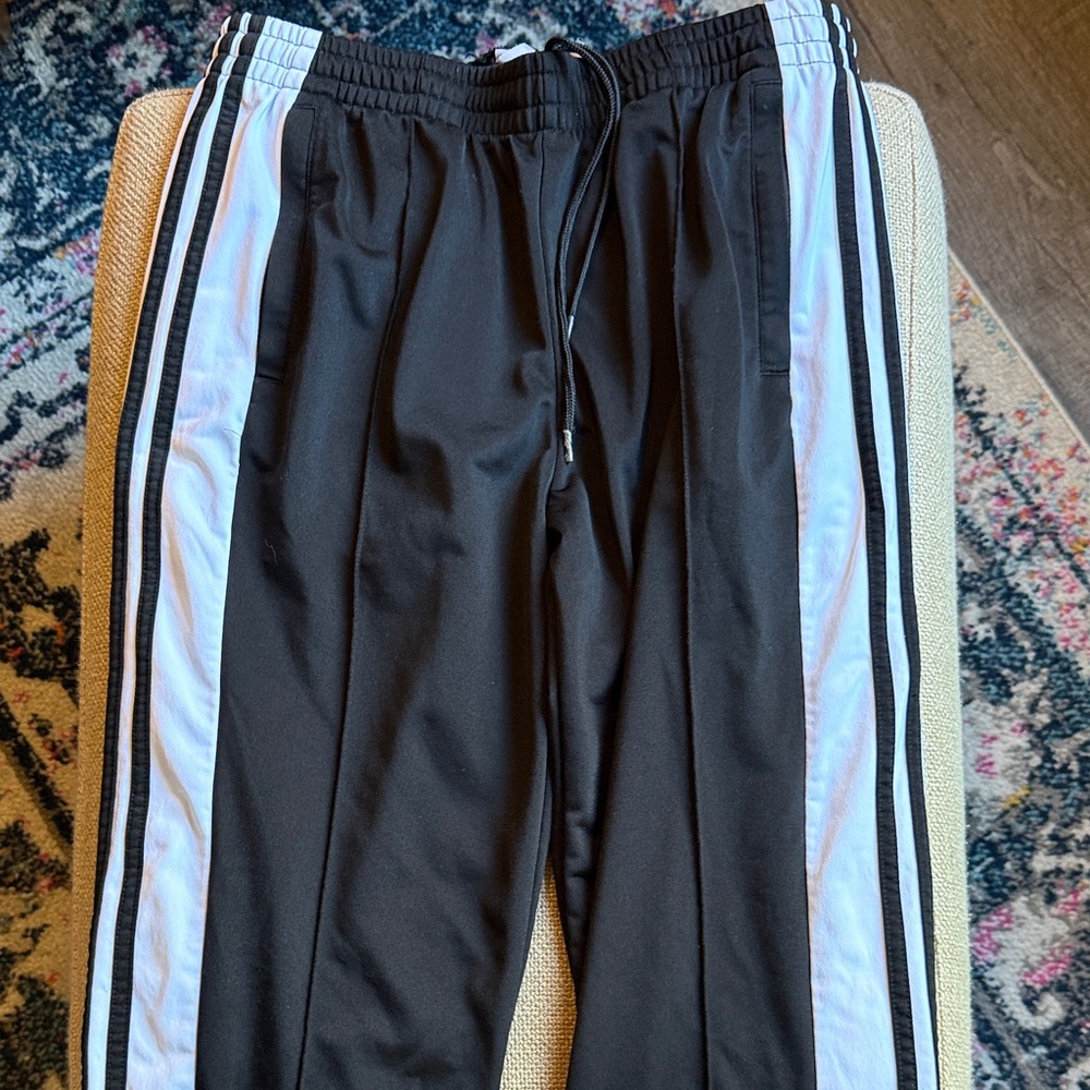 Adidas Black Track Pants with White Accents